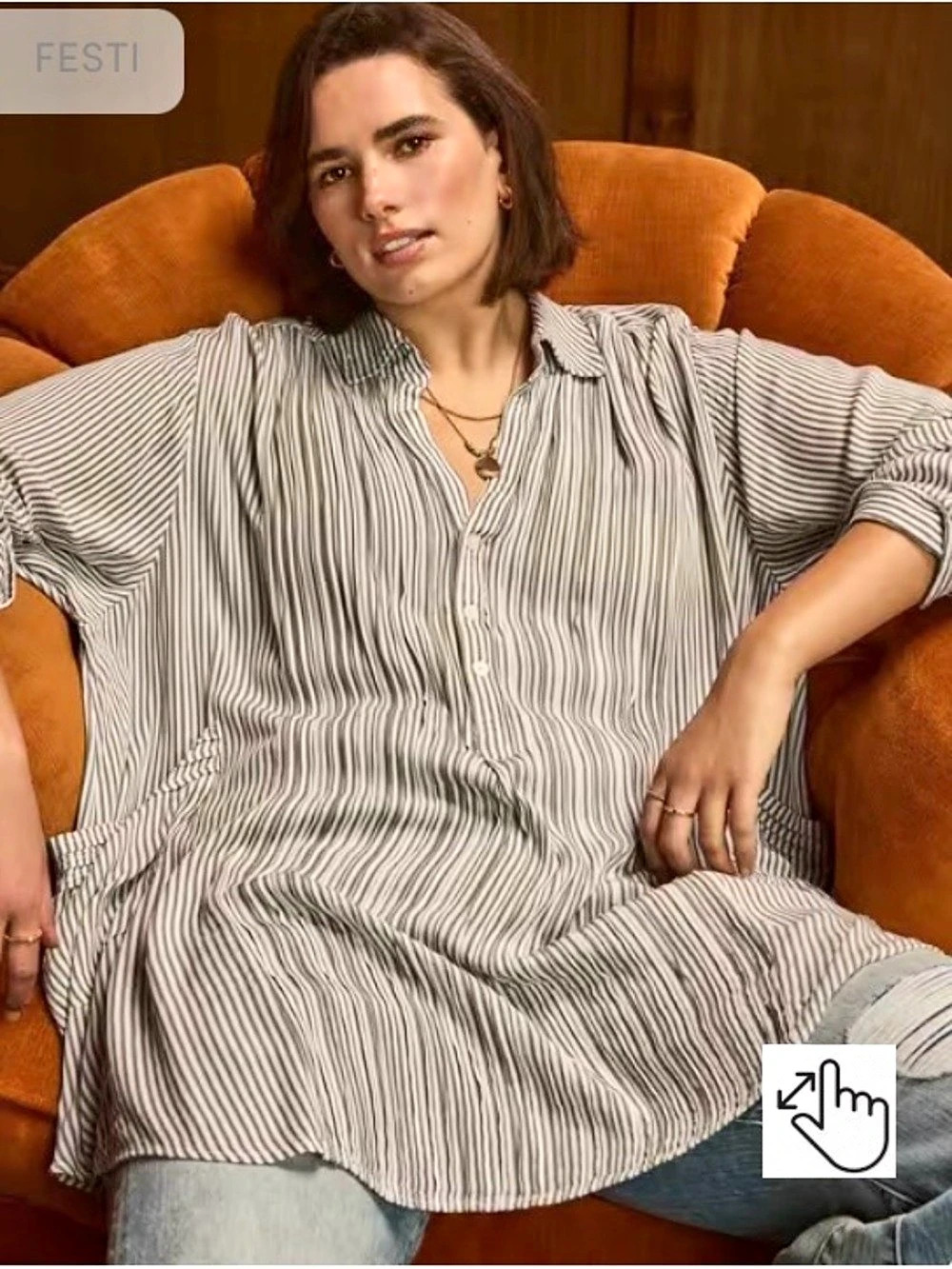 Torrid Festi Rynbls Button Popover Tunic Striped Tunic 2X